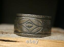 Vintage Early Navajo Native American Coin Silver Cuff Bracelet