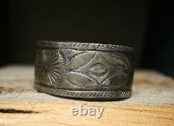 Vintage Early Navajo Native American Coin Silver Cuff Bracelet