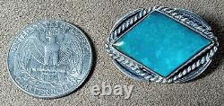 Vintage Early Navajo Native American Sterling Silver & Fine Turquoise Pin Brooch