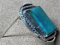 Vintage Early Navajo Native American Sterling Silver & Fine Turquoise Pin Brooch