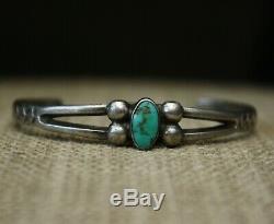 Vintage Early Navajo Sterling Silver Turquoise Baby Child's Cuff Bracelet