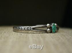 Vintage Early Navajo Sterling Silver Turquoise Baby Child's Cuff Bracelet