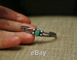 Vintage Early Navajo Sterling Silver Turquoise Baby Child's Cuff Bracelet