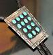 Vintage Early Navajo Sterling Silver Turquoise Cluster Bolo With Bennett C31 Clasp