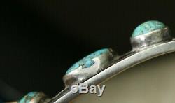 Vintage Early Navajo Sterling Silver Turquoise Cuff Bracelet Large Size
