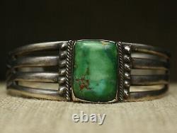 Vintage Early Navajo Sterling Silver Turquoise Cuff Bracelet c. 1920's