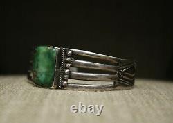 Vintage Early Navajo Sterling Silver Turquoise Cuff Bracelet c. 1920's