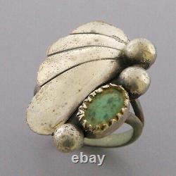 Vintage Early Navajo Sterling Silver Turquoise Ring Size 6