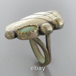 Vintage Early Navajo Sterling Silver Turquoise Ring Size 6