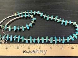 Vintage Early Santo Domingo Turquoise Nuggets And Heishi Necklace 30 L