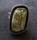 Vintage Early Sterling Navajo Green Turquoise Shadowbox Ring Sz 7