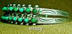 Vintage Early Zuni Sterling Silver Petit Point Snake Eye Turquoise Cuff Bracelet