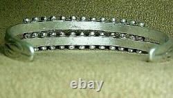 Vintage Early Zuni Sterling Silver Petit Point Snake Eye Turquoise Cuff Bracelet