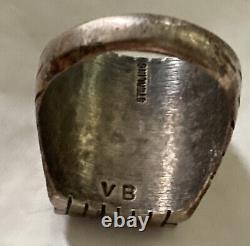 Vintage Inlaid Native American Sterling Silver Ring Signed VB early 80's Indian