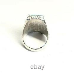 Vintage Inlaid Native American Sterling Silver Ring signed by VB early 80's