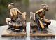 Vintage Jennings Bros. Native American Awaiting The Prey Bookends Copper Finish