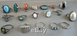 Vintage Lot sterling silver Rings Native American & other Sterling rings 77.5g