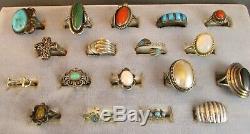 Vintage Lot sterling silver Rings Native American & other Sterling rings 77.5g