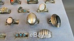 Vintage Lot sterling silver Rings Native American & other Sterling rings 77.5g