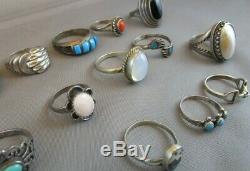 Vintage Lot sterling silver Rings Native American & other Sterling rings 77.5g
