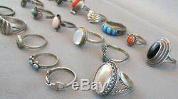Vintage Lot sterling silver Rings Native American & other Sterling rings 77.5g