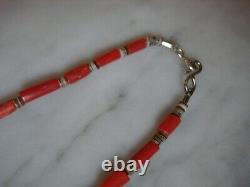 Vintage Mediterranean Coral Heishi Early Zuni Fetish Necklace