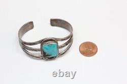 Vintage NAVAJO Sterling Silver, Turquoise Cuff Bracelet Stamped CUFF Early