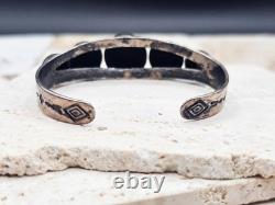 Vintage Native AMERICAN Sterling Silver Cuff Bracelet Stamped Dome OLD Early