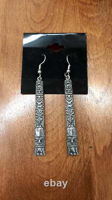 Vintage Native American Earrings Beautiful Northwest Coast Early Stamp STERLING