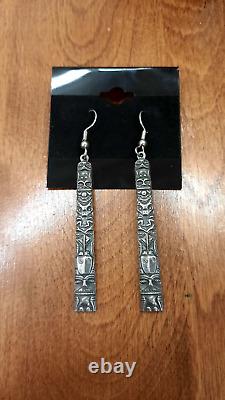 Vintage Native American Earrings Beautiful Northwest Coast Early Stamp STERLING