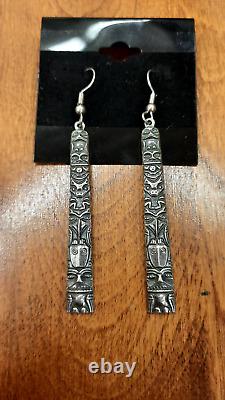 Vintage Native American Earrings Beautiful Northwest Coast Early Stamp STERLING