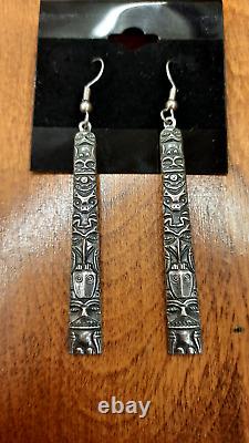 Vintage Native American Earrings Beautiful Northwest Coast Early Stamp STERLING