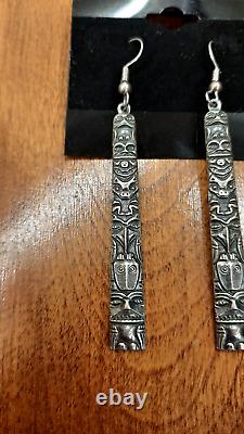 Vintage Native American Earrings Beautiful Northwest Coast Early Stamp STERLING