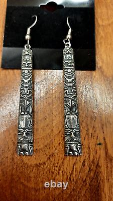 Vintage Native American Earrings Beautiful Northwest Coast Early Stamp STERLING