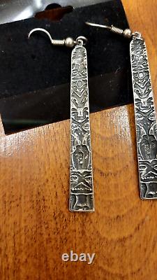 Vintage Native American Earrings Beautiful Northwest Coast Early Stamp STERLING