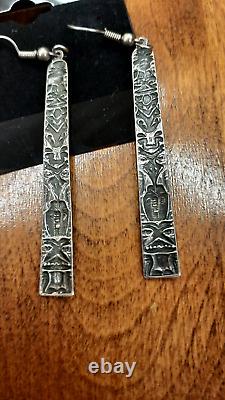 Vintage Native American Earrings Beautiful Northwest Coast Early Stamp STERLING