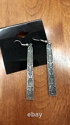 Vintage Native American Earrings Beautiful Northwest Coast Early Stamp STERLING