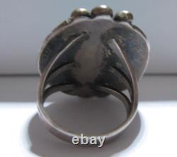 Vintage Native American Large Early Sterling Turquoise Ring 6.5