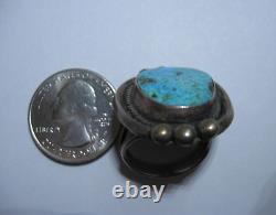 Vintage Native American Large Early Sterling Turquoise Ring 6.5