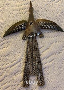 Vintage Native American Navajo Early Sterling Peyote Waterbird Brooch