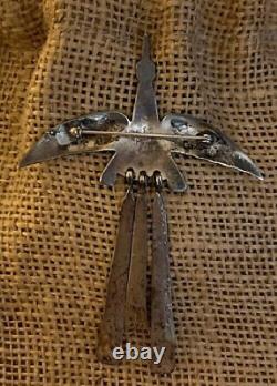 Vintage Native American Navajo Early Sterling Peyote Waterbird Brooch