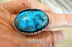 Vintage Native American Navajo Sterling Turquoise Early Ring Size 11 Ring