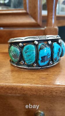 Vintage Native American Turquoise Bracelet Beautiful Early Old Pawn CUFF