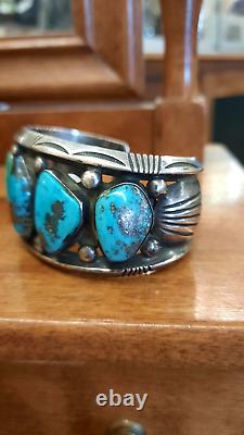 Vintage Native American Turquoise Bracelet Beautiful Early Old Pawn CUFF