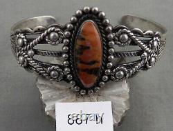 Vintage Navajo Agate & Sterling Bracelet, Early Stamps, Trading Post