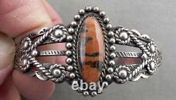 Vintage Navajo Agate & Sterling Bracelet, Early Stamps, Trading Post