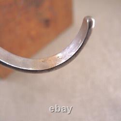 Vintage Navajo Silver Nugget Cuff Bracelet Inlaid Thick Sterling Old Pawn Early