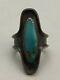 Vintage Navajo Sterling Silver & Turquoise Early Native American Cast Ring S7