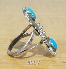 Vintage Navajo turquoise applique sterling ring signed RB size 8