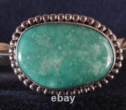 Vintage Old Pawn Navajo Knife Edge Sterling Silver Big Turquoise Cuff Bracelet